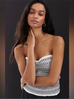 NWOT Anthropologie Smocked Sweetheart Tube Top, S